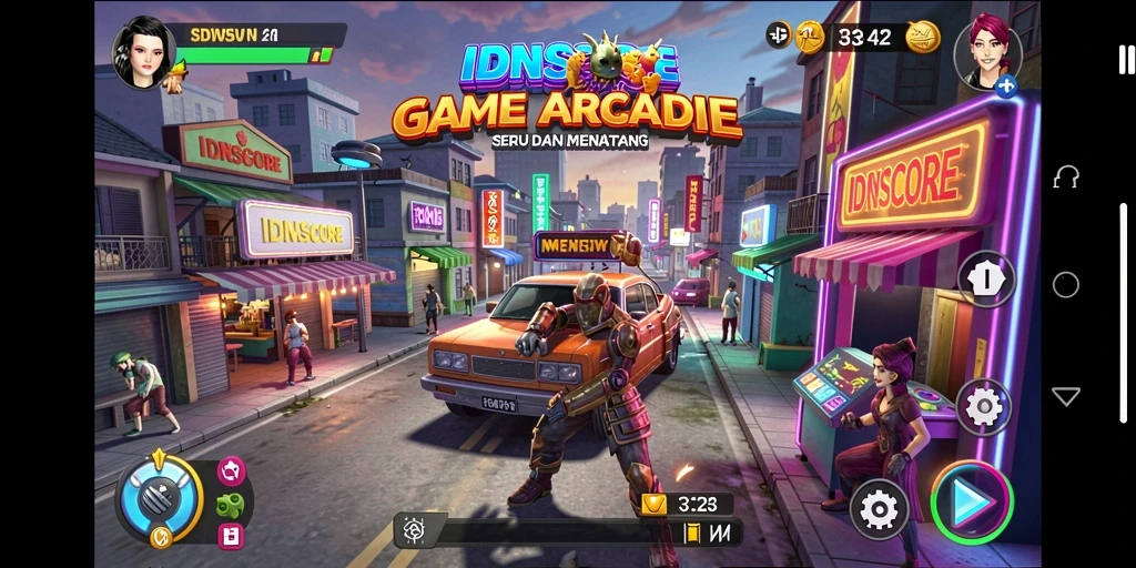 Tangkapan layar gameplay menarik dari IDNSCORE yang menampilkan tantangan Arcade.