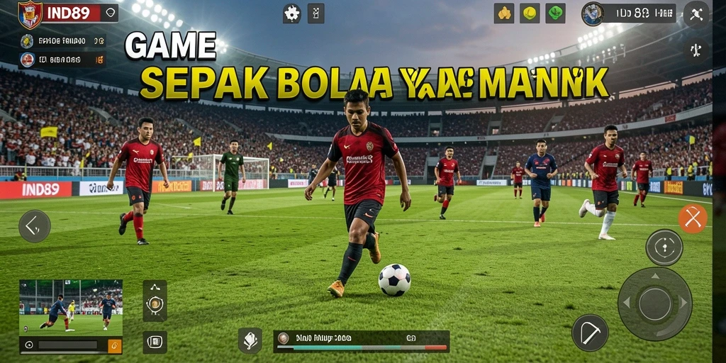 Screenshot utama IND89 menampilkan aksi seru dalam permainan sepak bola.