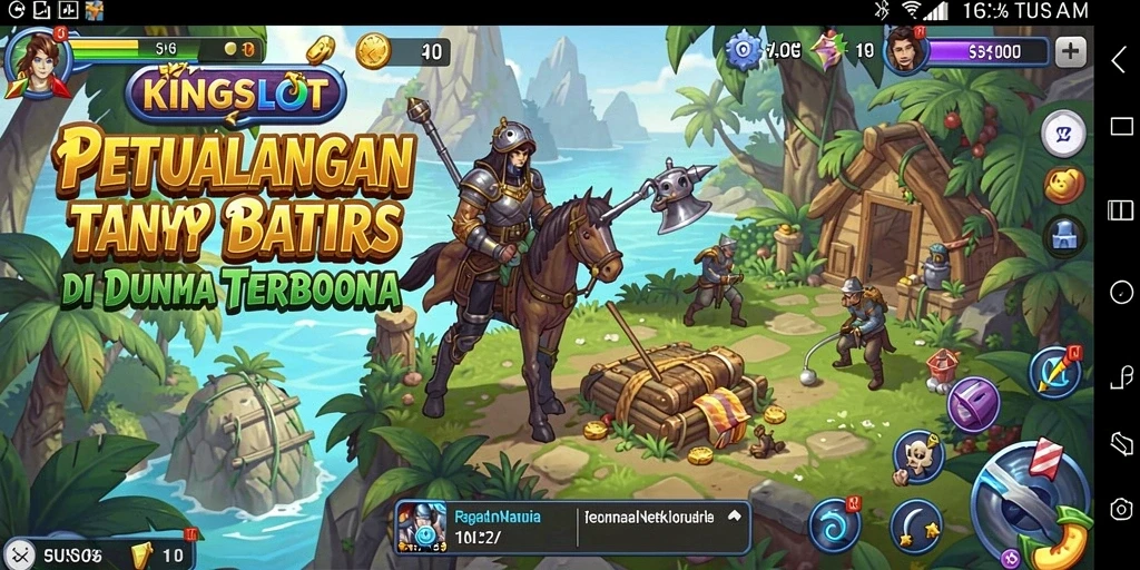 Screenshot gameplay KINGSLOT menampilkan aksinya di dunia terbuka.