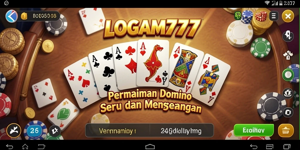 Screenshot LOGAM777 menampilkan gameplay Domino yang seru dan interaktif.