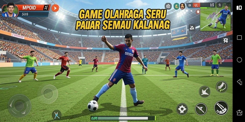 Screenshot utama MPOID menampilkan aksi seru dalam permainan olahraga.