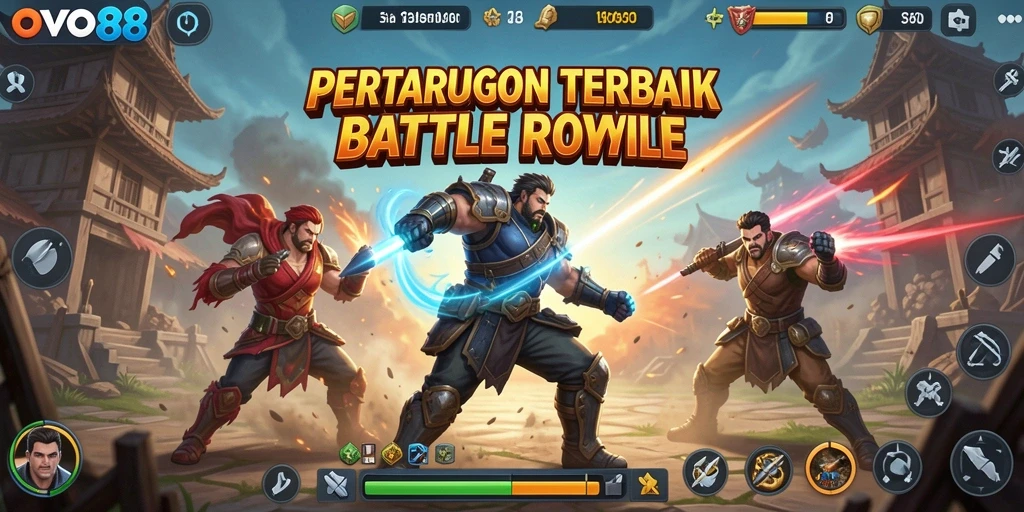 Screenshot gameplay OVO88 dengan aksi Battle Royale yang seru.