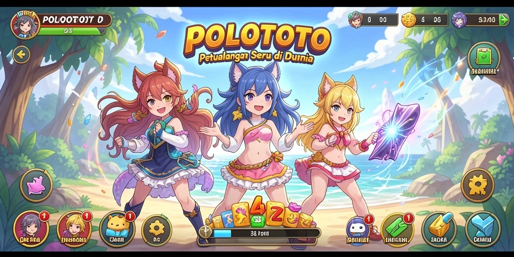 Screenshot gameplay POLOTOTO yang menampilkan aksi seru karakter anime.