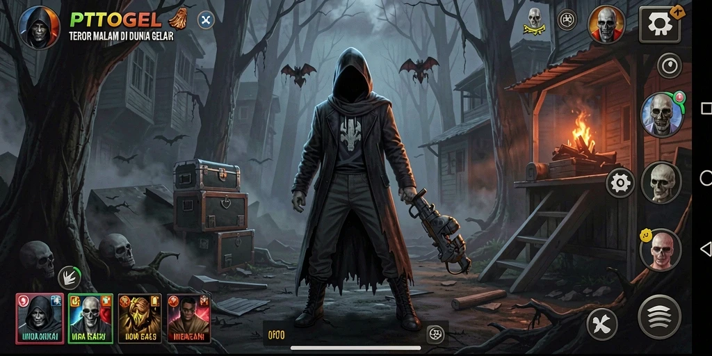 Tampilan gameplay PTTOGEL yang menegangkan di kegelapan penuh teror.