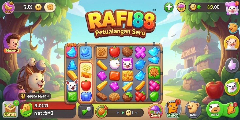 Tampilan menakjubkan dari gameplay Match-3 yang seru dan berwarna-warni.