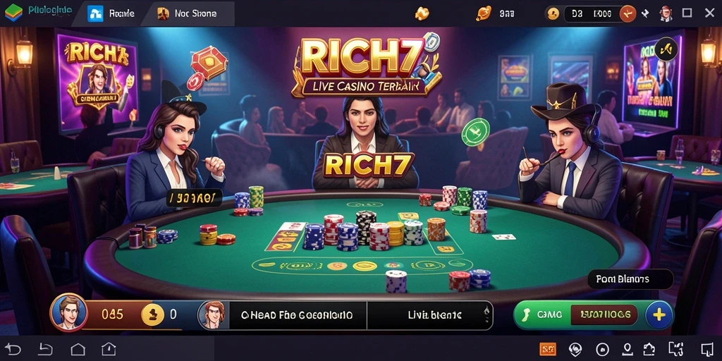 Gameplay mendebarkan RICH7 dengan dealer langsung dan grafis mengesankan.