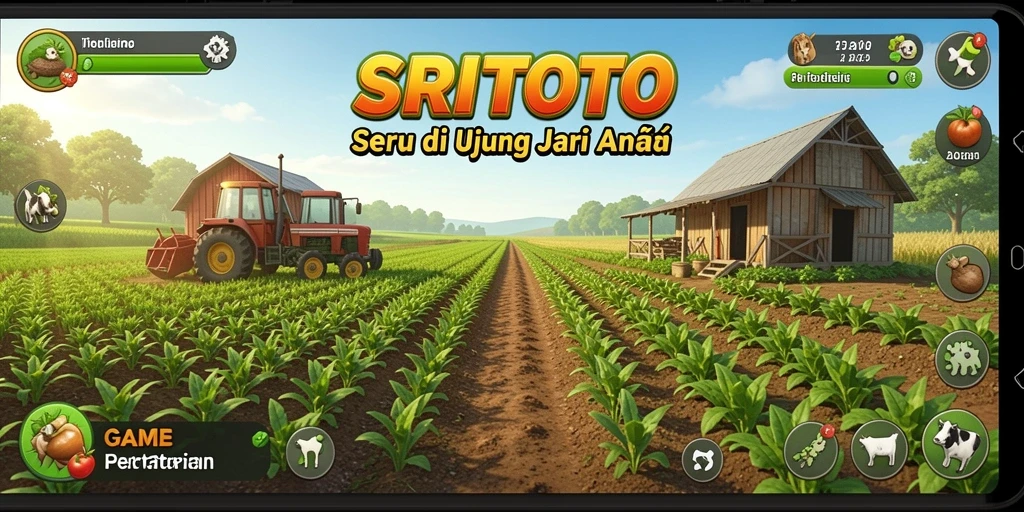 Screenshot gameplay SRITOTO menampilkan visual pertanian yang mengesankan.