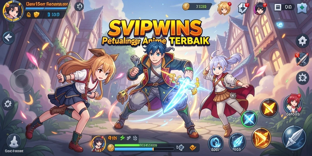 Screenshot gameplay SVIPWINS yang menampilkan karakter Anime yang dinamis.