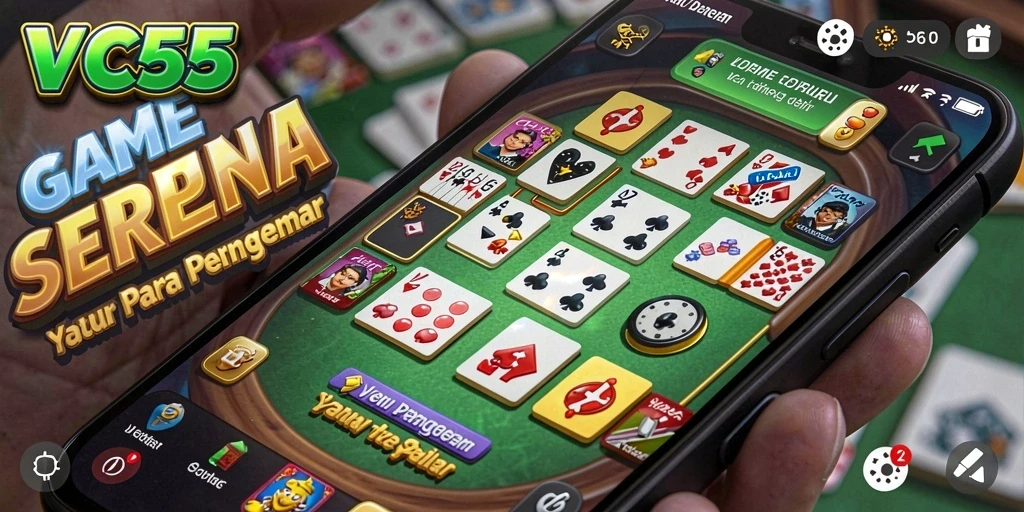 Screenshot VC55 menunjukkan gameplay seru permainan Domino.